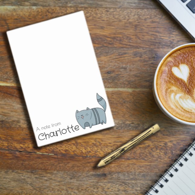 Sött blått seriekatten namn post-it block (Skapare uppladdad)