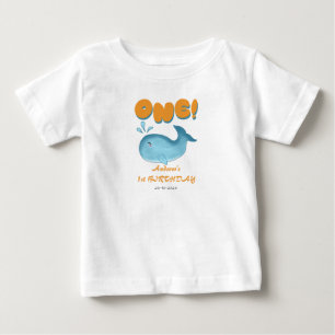 Sött Blått Val 1-års Födelsedag T Shirt