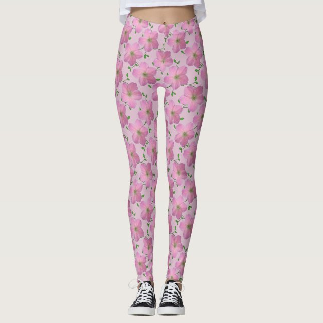 Sött blom- mönster för rosaträdgårdblomma leggings (Framsida)