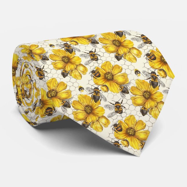 Sött blomformigt bin kakel mönster slips (Rullad)