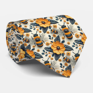 Sött blomformigt bin kakel mönster slips
