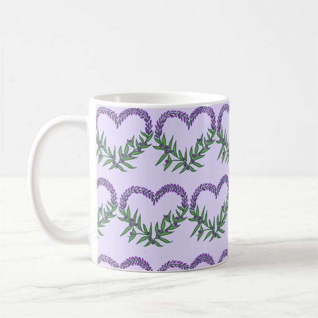 Sött blommande lavendelhjärta  kaffemugg (Vänster)