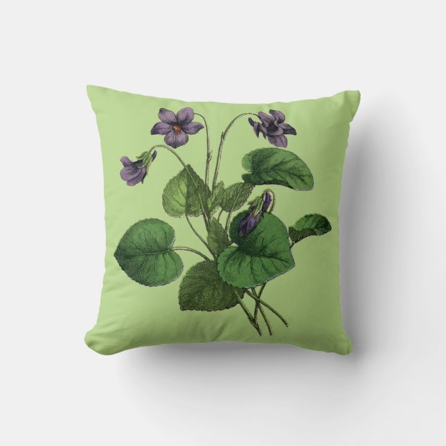 Sött blommar violeten på grönt eller vit kudde (Framsida)