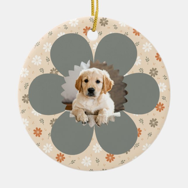 Sött Blommigt Farmhouse Första Julen Julgransprydnad Keramik (Framsidan)