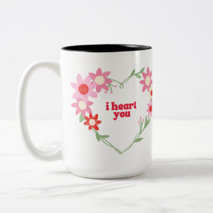 Sött blommigt hjärta Alla hjärtans dag Två-Tonad Mugg
