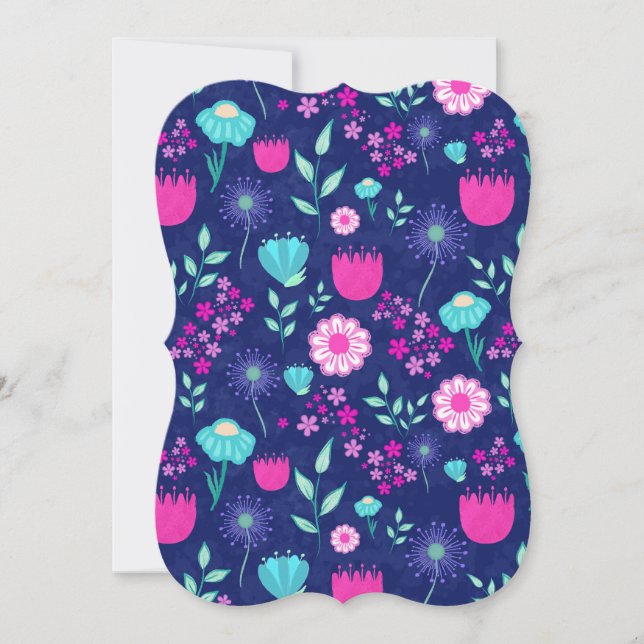Sött blommigt mönster bakgrund anteckningskort (Framsida)