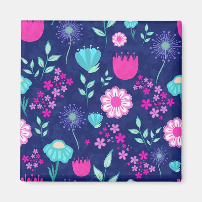 Sött blommigt mönster bakgrund magnet (Framsidan)