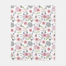 Sött blommigt mönster fleecefilt