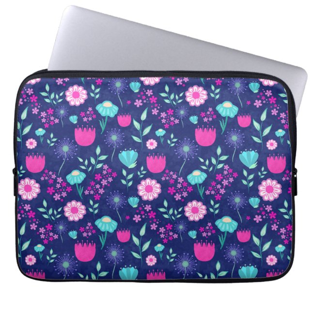 Sött blommönster bakgrund laptop fodral (Framsidan)