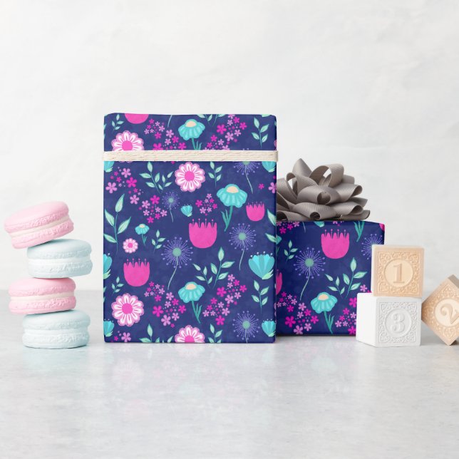 Sött blommönster bakgrund presentpapper (Baby Shower)
