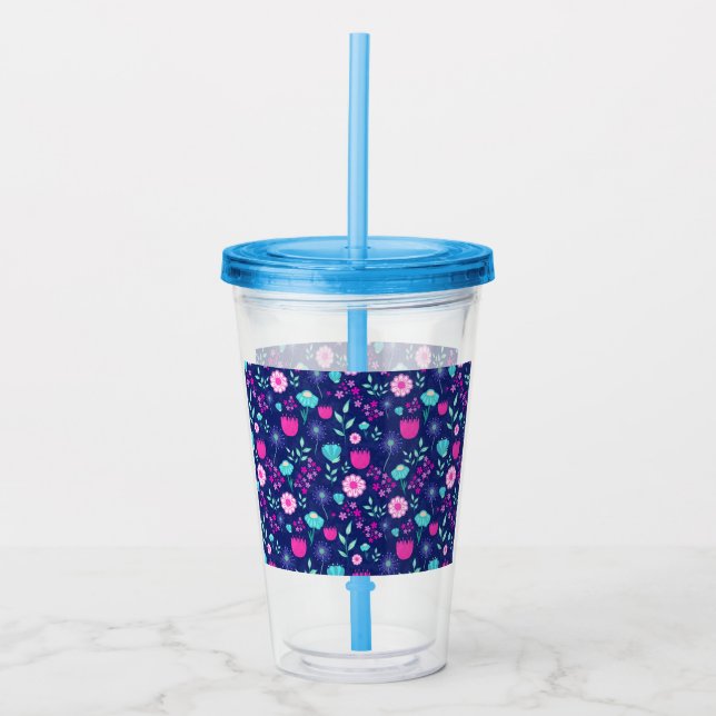 Sött blommönster bakgrund take away mugg (Framsida)