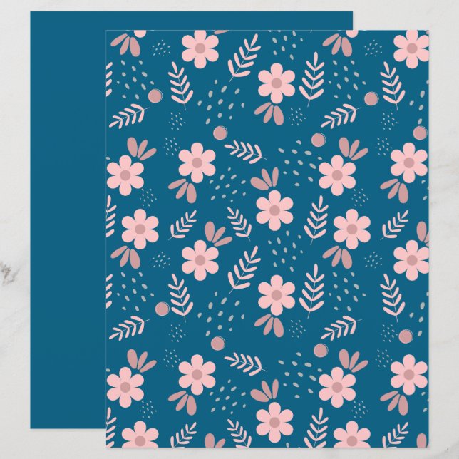 Sött blommönster Scrapbookpapper (Fram/baksida)