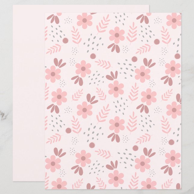 Sött blommönster Scrapbookpapper (Fram/baksida)