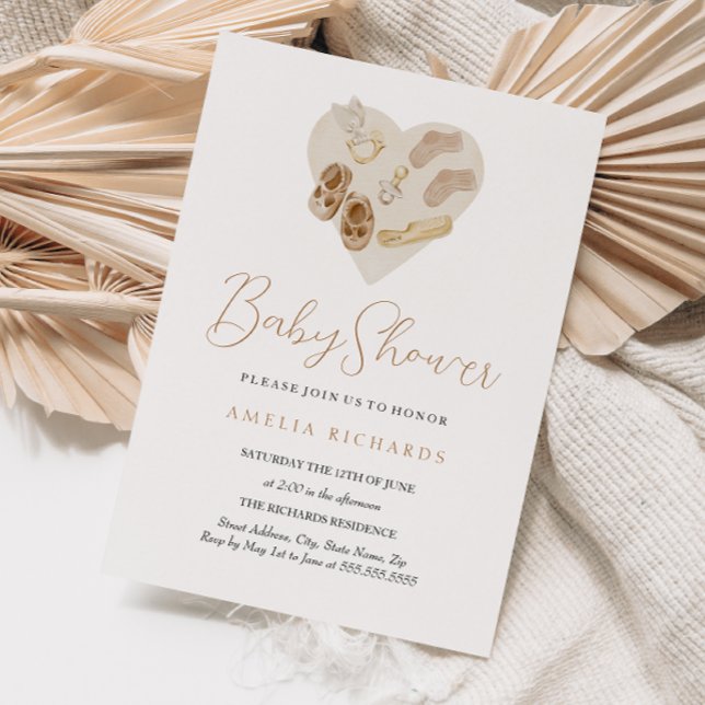 Sött Boho Heart Blush Rosa Bebis Shower Inbjudningar (Skapare uppladdad)