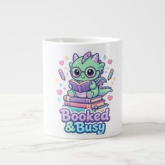 Sött Bokad & Upptagen Bebis Drak Läsande Bok Kaffe Jumbo Mugg
