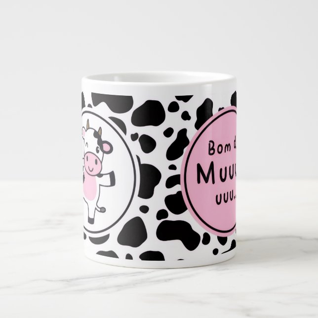 Sött “Bom Dia Muuuuu” Kawaii Ko Design Jumbo Mugg (Framsidan)
