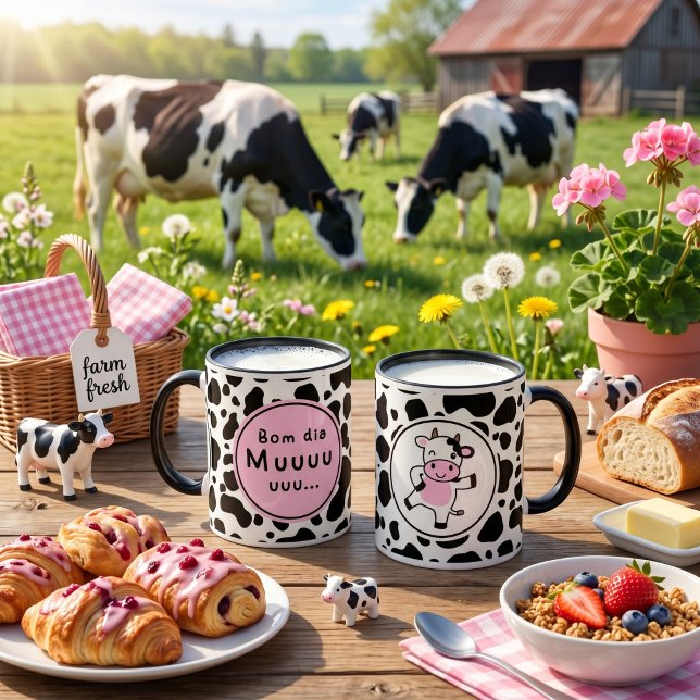 Sött “Bom Dia Muuuuu” Kawaii Ko Design Mugg (Skapare uppladdad)
