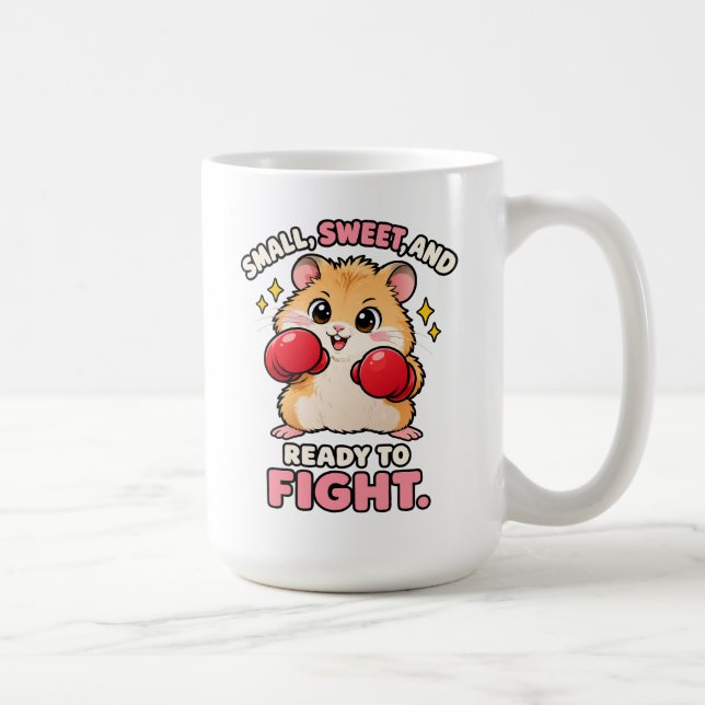 Sött boxande hamster redo att kämpa kaffemugg (Höger)