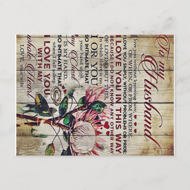 Sött brev till make | Underbar present | Fars dag Meddelande Vykort (Framsida)