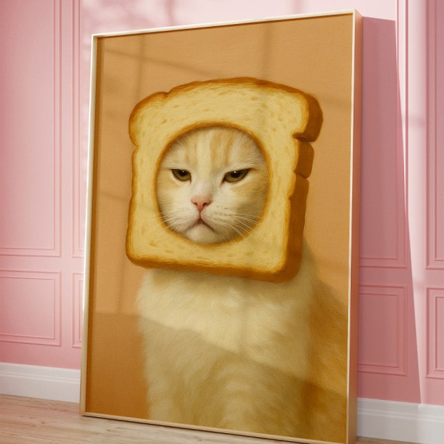 Sött Bröd Katt Rolig Estetisk Väggkonst Tryck (Skapare uppladdad)