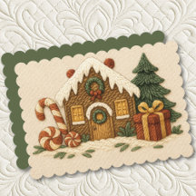 Sött broderat husdesign av pepparkakor