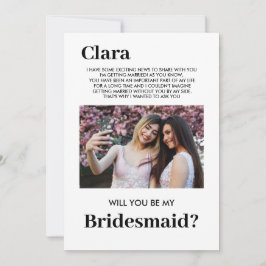 sött brudtjej-foto, vill du vara min tack kort