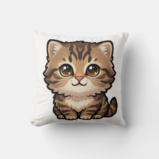 Sött Brun Tabby Kattunge Kastkudde Kudde