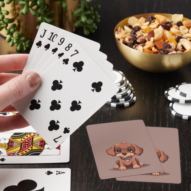 Sött brun valp casinokort (På plats)