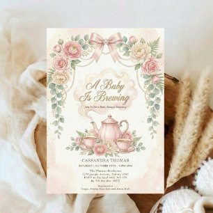 Sött bryggs blush floral baby shower te inbjudningar