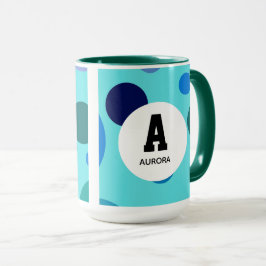 Sött bubbeldesign med anpassningsbart namn initial mugg