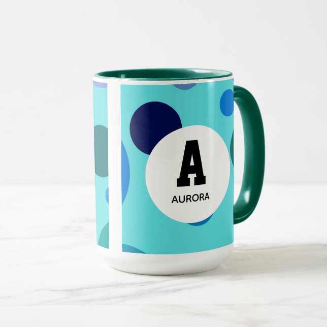 Sött bubbeldesign med anpassningsbart namn initial mugg (Framsida höger)