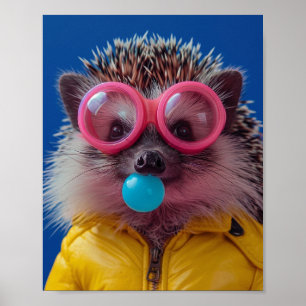 Sött bubbelgummig igelkott Var snäll Whimsical Väg Poster