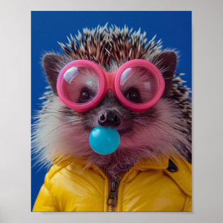 Sött bubbelgummig igelkott Var snäll Whimsical Väg Poster