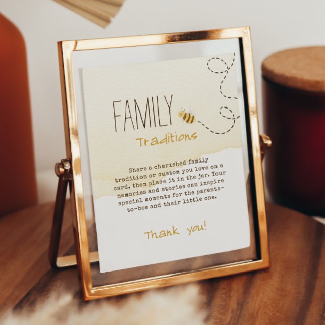 Sött Bumblebee Baby Shower Family Traditions-tecke Poster (Skapare uppladdad)