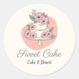 Sött Cake Bakery Cake & Dessert Logotyp Runt Klistermärke