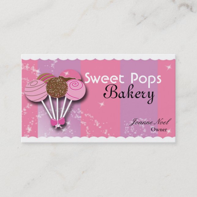 Sött Cake Pop Bageri Bakbutik Företagskort Visitkort (Framsida)