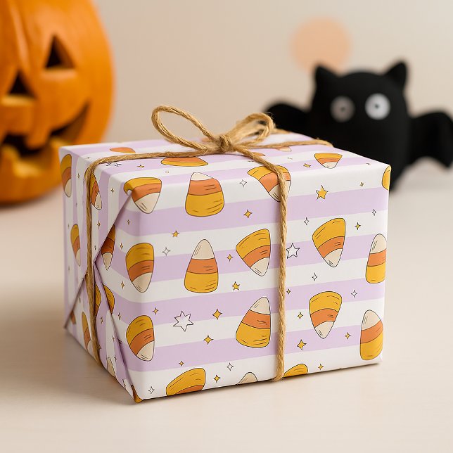 Sött Candy Corn & Stars Halloween-mönster Presentpapper (Skapare uppladdad)