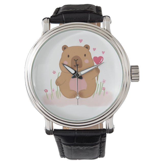 Sött Capybara Kärlek Valentine-årspresent Armbandsur (Framsida)