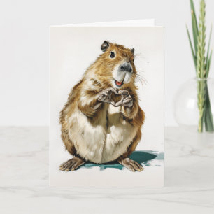 Sött Capybara Kärleksgest Kort