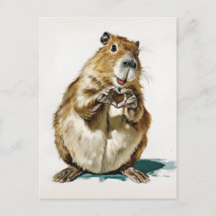 Sött Capybara Kärleksgest Vykort