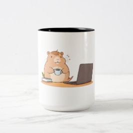 Sött Capybara-Kodare-Kaffe-Dator-Design Två-Tonad Mugg