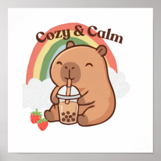 Sött Capybara-plakat för vardagsrummet Poster