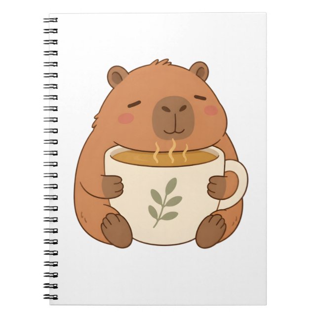 Sött Capybara som kramar kaffekopp anteckningsbok (Framsidan)
