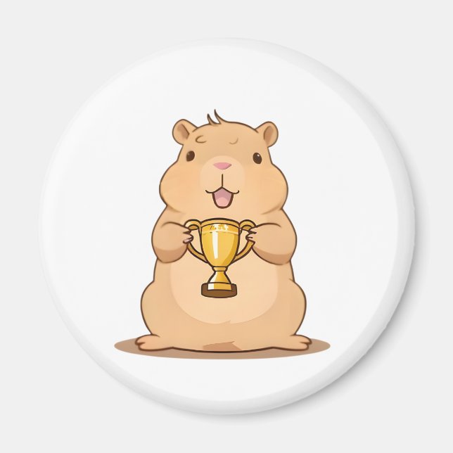 Sött Capybara-Trofé Vinnare Kawaii Design Magnet (Framsidan)