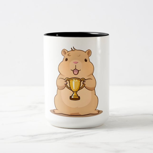 Sött Capybara-Trofé Vinnare Kawaii Design Två-Tonad Mugg (Center)