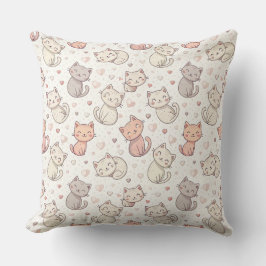 Sött Chibi-Kattmönster - Barns Kawaii-Kissedesign Kudde