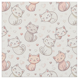 Sött Chibi-Kattmönster - Barntecknad Designkonst Tyg
