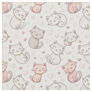 Sött Chibi-Kattmönster - Barntecknad Designkonst Tyg