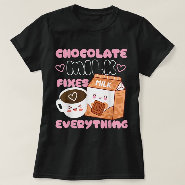 Sött Chokladmjölk Kawaii Design T Shirt (Design framsida)