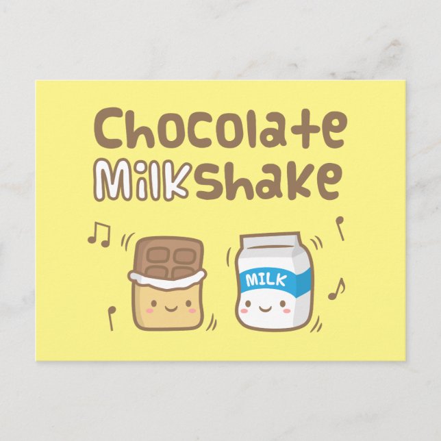 Sött chokladmjölkshakeskämt för henne vykort (Framsida)